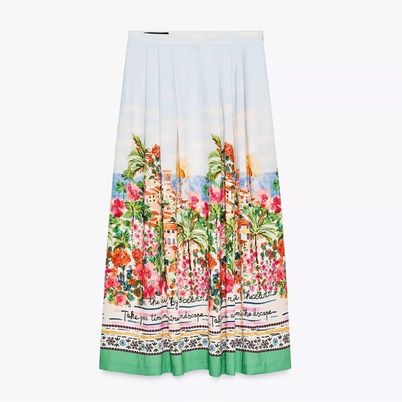 ZARA PRINTED LAYERED MIDI SKIRT - Picture 2 of 16